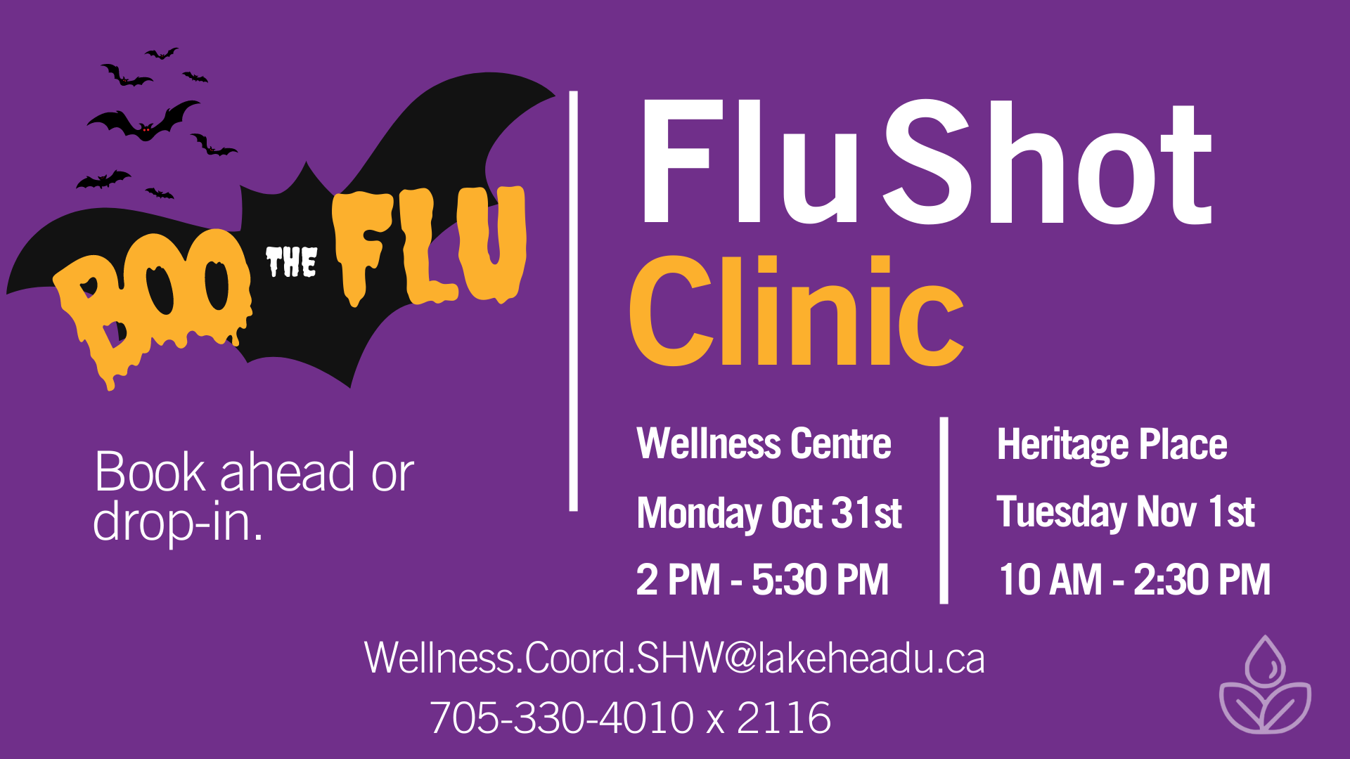 Flu Shot Clinics OnCampus Lakehead University